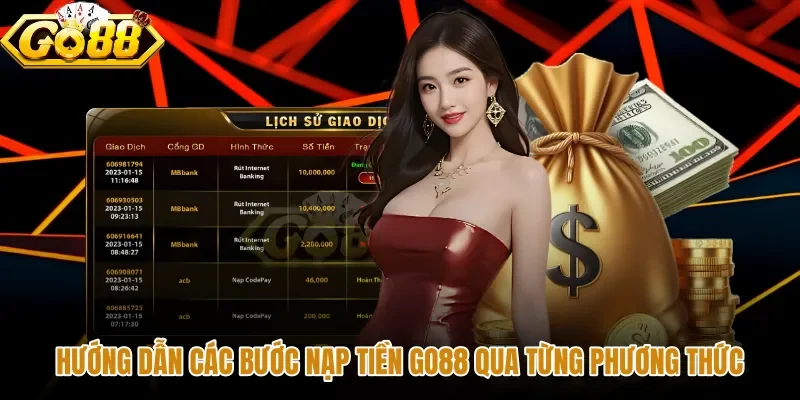 Thao tác nạp tiền GO88 qua ngân hàng, ví điện tử và tài sản số